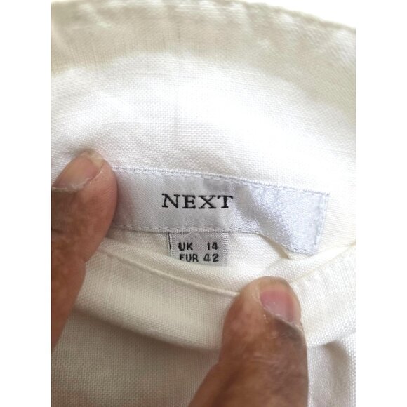 Next White A-Line 100%Linen Blend Skirt Black Embroidery Scars Next UK 14 EUR 42 - Picture 6 of 7